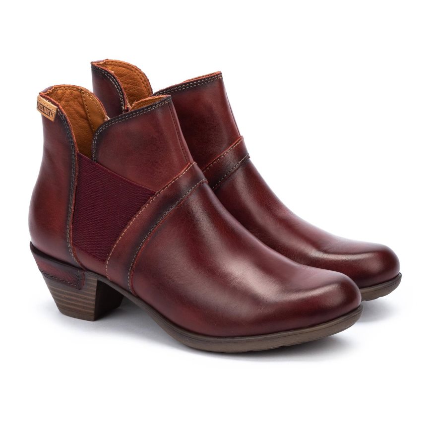 Women's Pikolinos ROTTERDAM Ankle Boots Burgundy | NZ A97A285